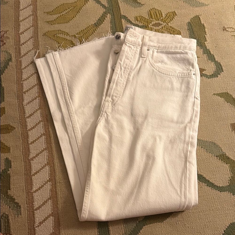 Toteme classic cut high rise straight leg jeans in off white